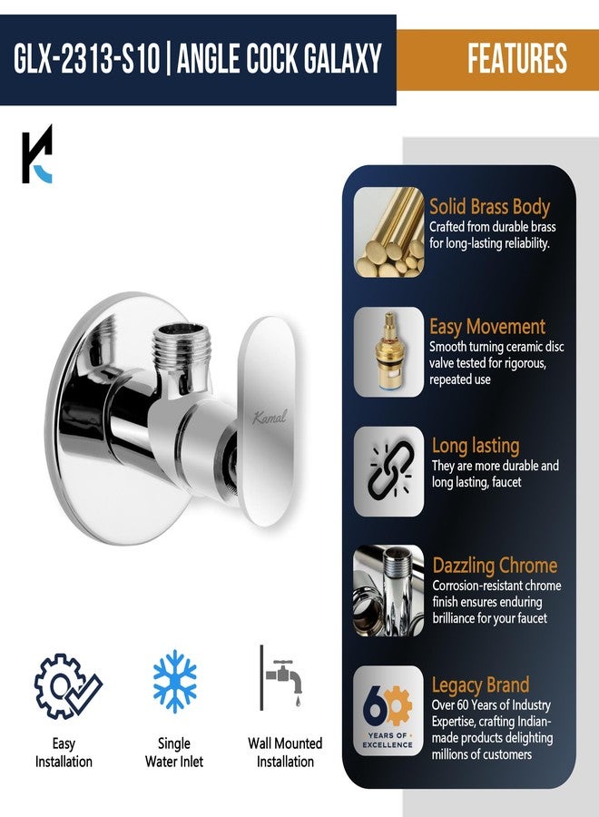 KAMAL Angle Valve - Galaxy | Leak-Proof Tap for Geyser Basin & Toilet | Wall Mounted Angle Cock with Wall Flange | Quarter Turn Movement Faucet for Bathroom & Kitchen Fittings - Image 3